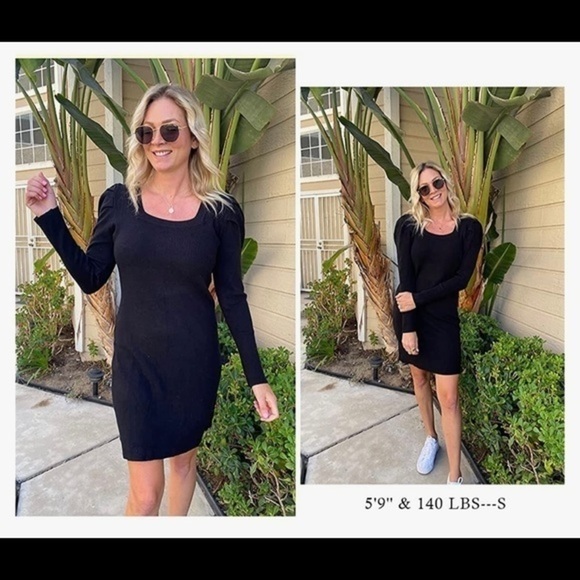 Pretty Garden Long  sleeve little black Sweater Dress - Picture 2 of 5